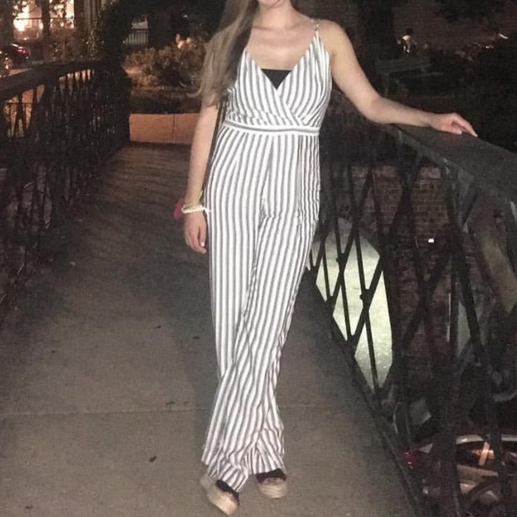 Willow & Clay Pants - Blue and white strip pant jumpsuit